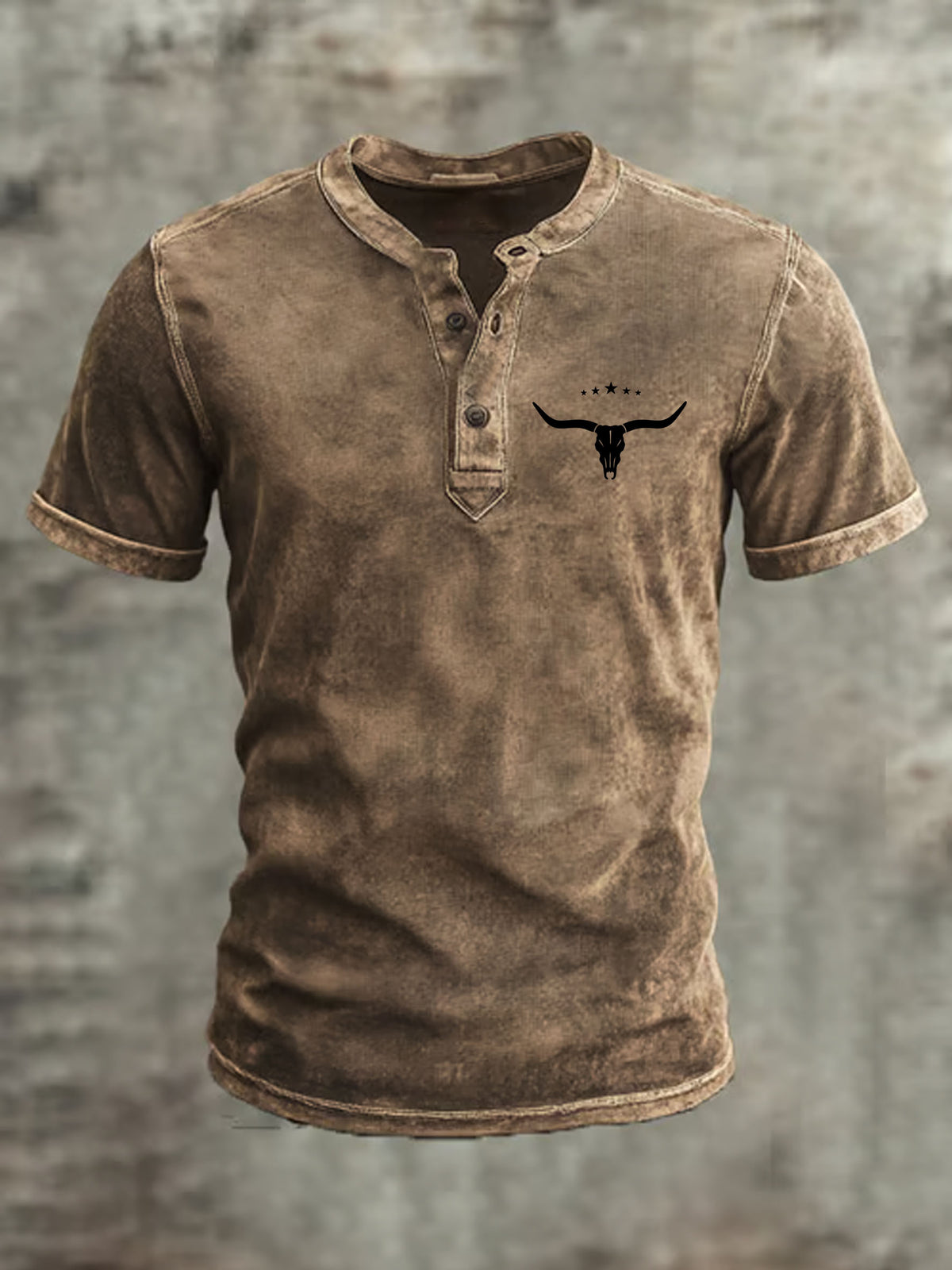 Men'S Retro Style Casual Henry Collar Top