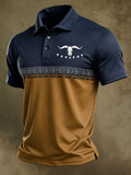 Men's Western Longhorn Printed Polo Shirt