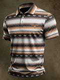 Men's Western Gradient Stripe Printed Polo Shirt