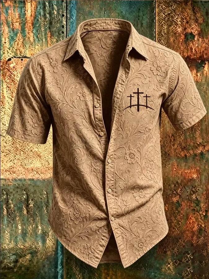 Men'S Retro Western Printed Shirt