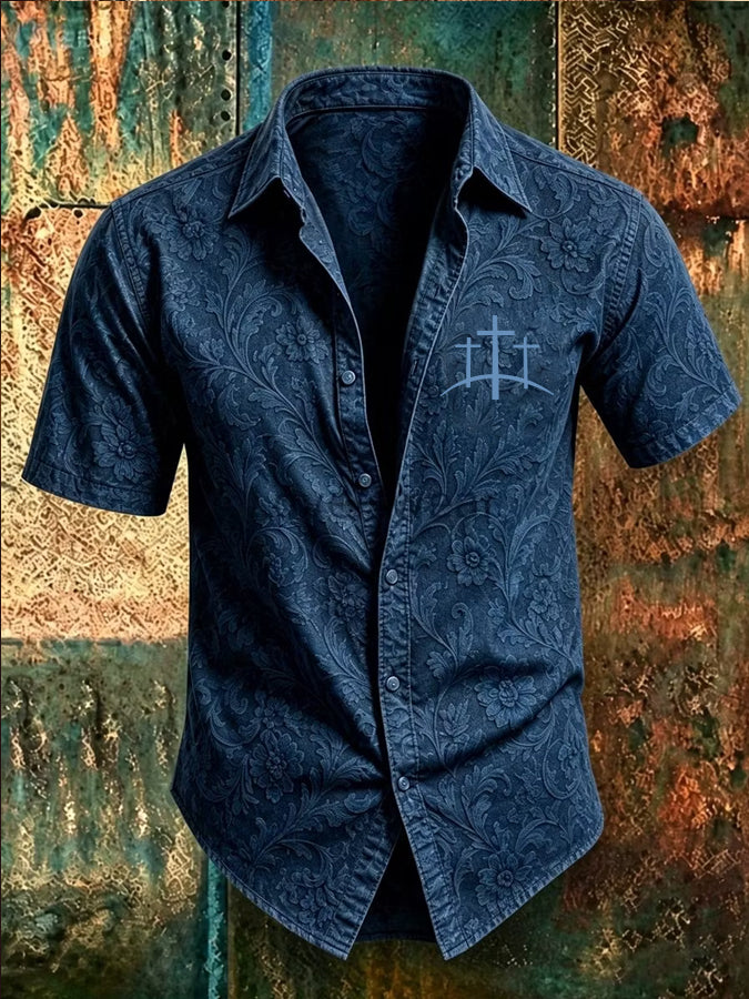 Men'S Retro Western Printed Shirt