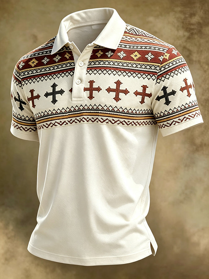 Men'S Aztec Printed Polo Shirt
