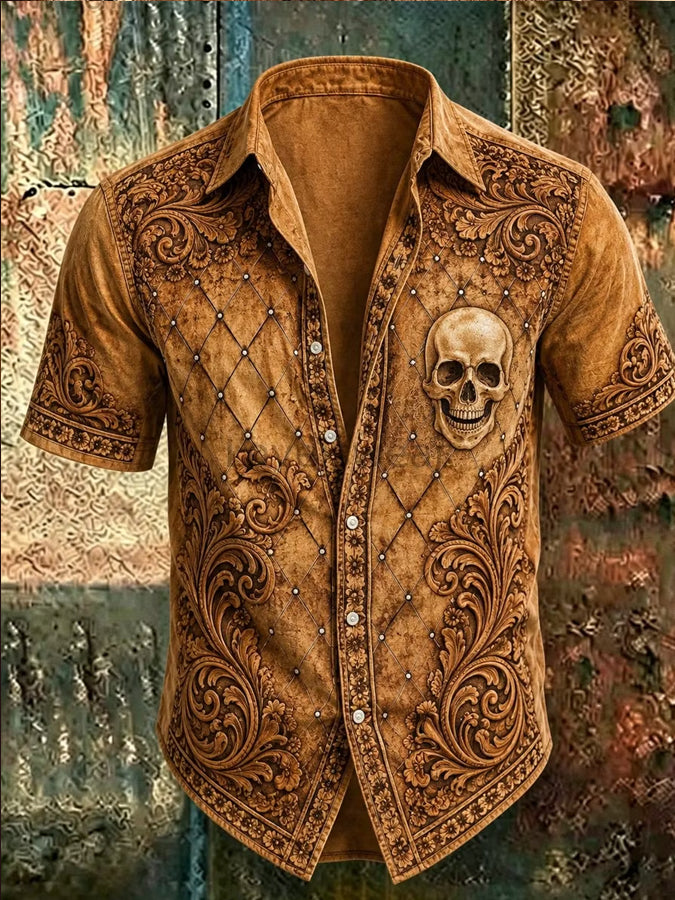Men'S Retro Western Printed Shirt