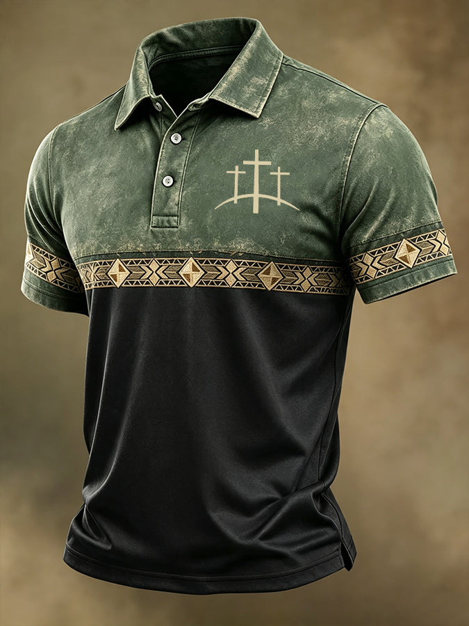 Men'S Aztec Printed Polo Shirt