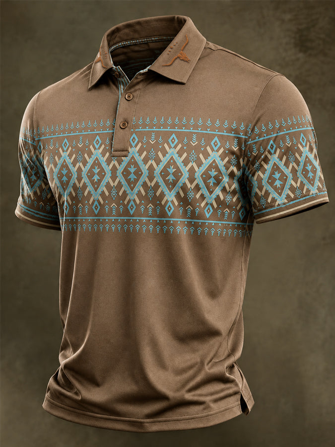 Men's Western Printed Polo Shirt