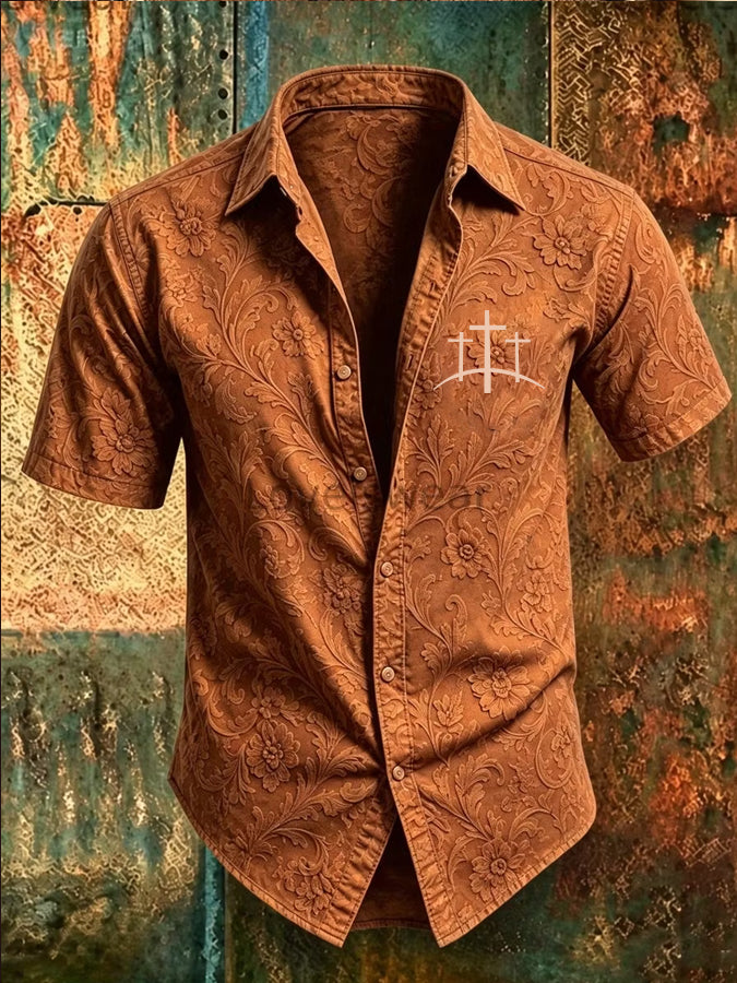 Men'S Retro Western Printed Shirt