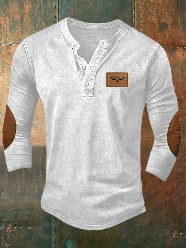 Men'S Casual Western Henry Shirt