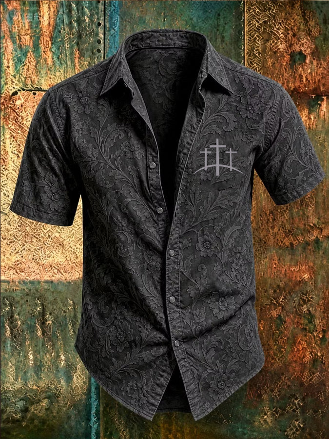 Men'S Retro Western Printed Shirt