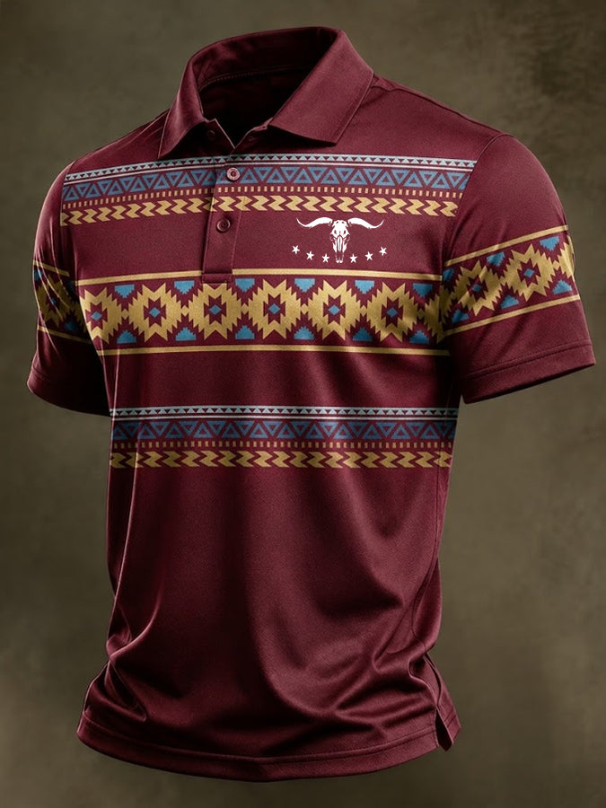 Men's Western Printed Polo Shirt